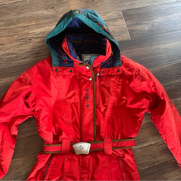 Obermeyer vintage red ski suit women's 12 snowsuit winter jacket pants - Picture 2 of 12